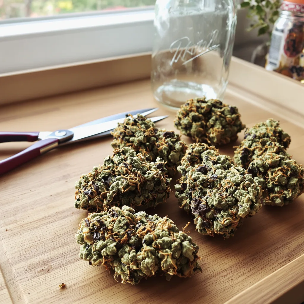 UW 80% indica / 20% sativa flower with visible trichomes