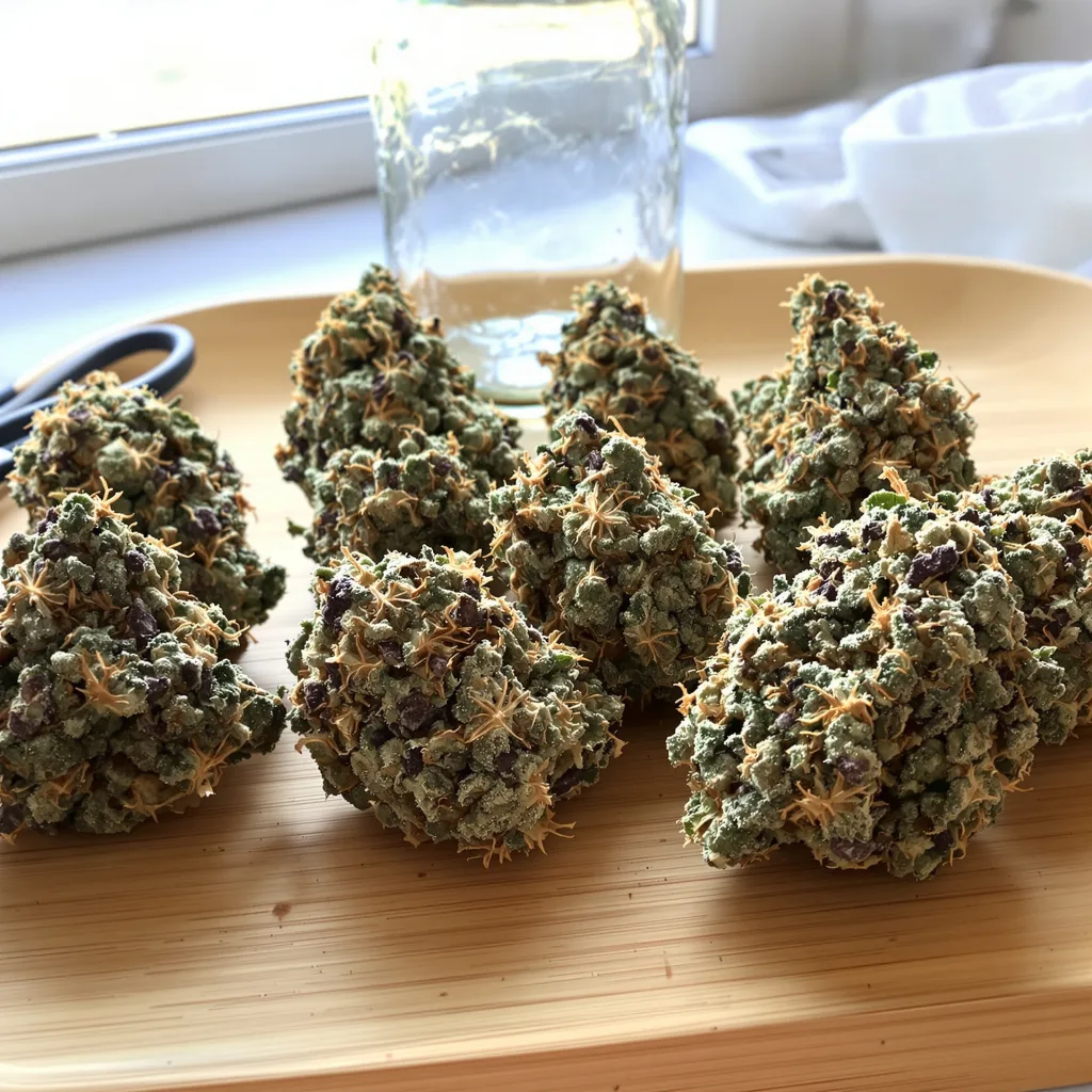 Venom OG 50% indica / 50% sativa flower with visible trichomes