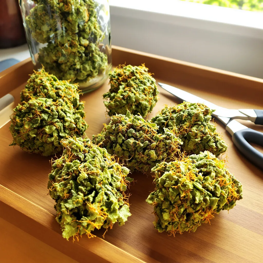 Vortex 20% indica / 80% sativa flower with visible trichomes