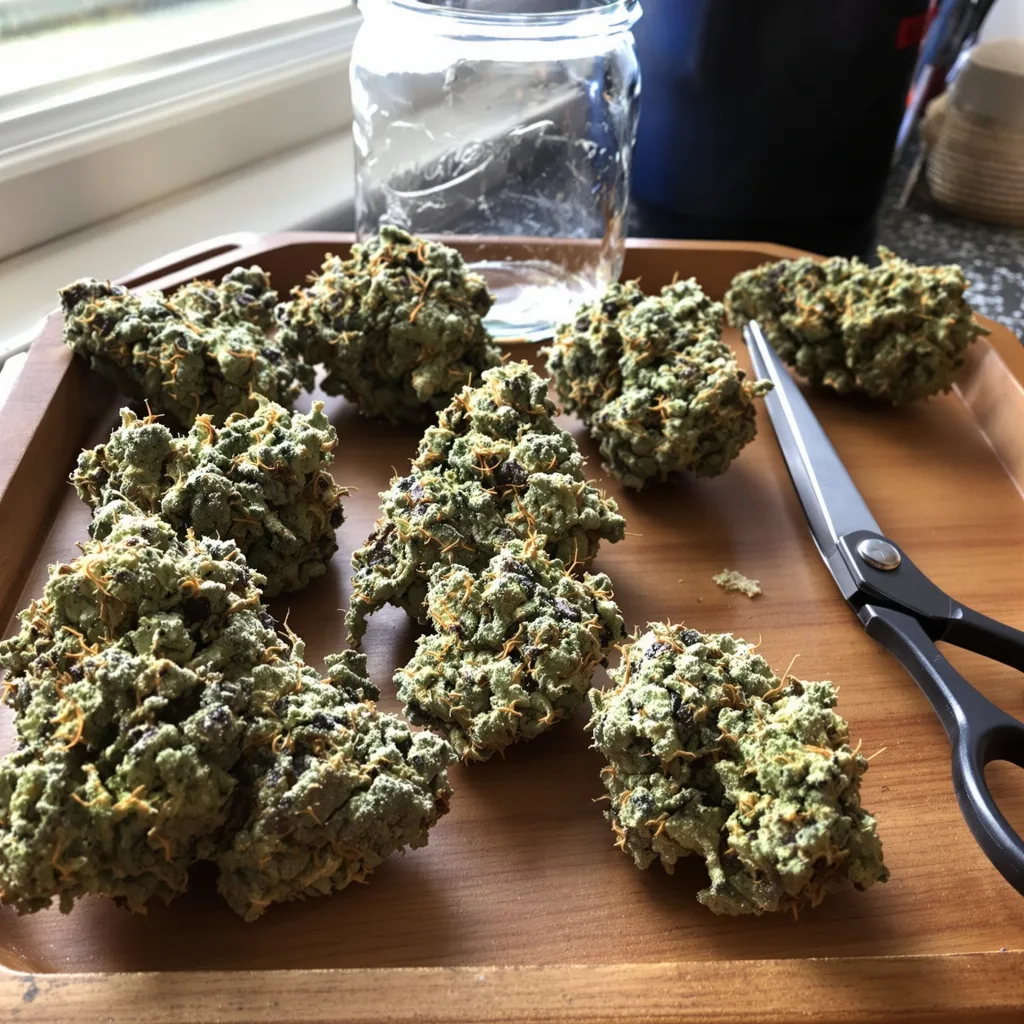 Wedding Cake 60% indica / 40% sativa flower with visible trichomes