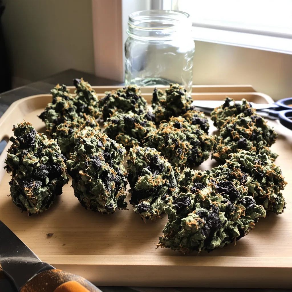 West OG 83% indica / 17% sativa flower with visible trichomes