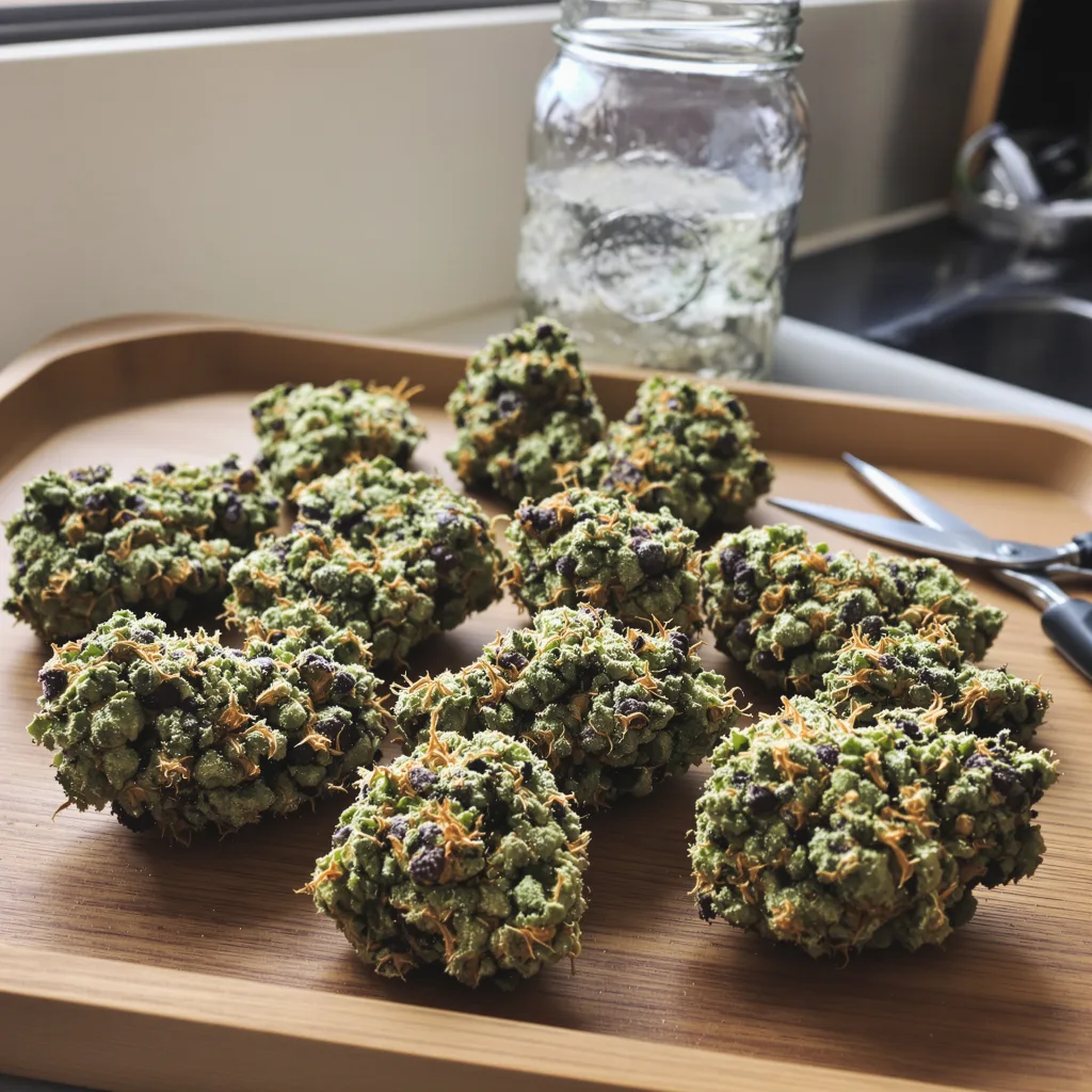 White Berry 60% indica / 40% sativa flower with visible trichomes