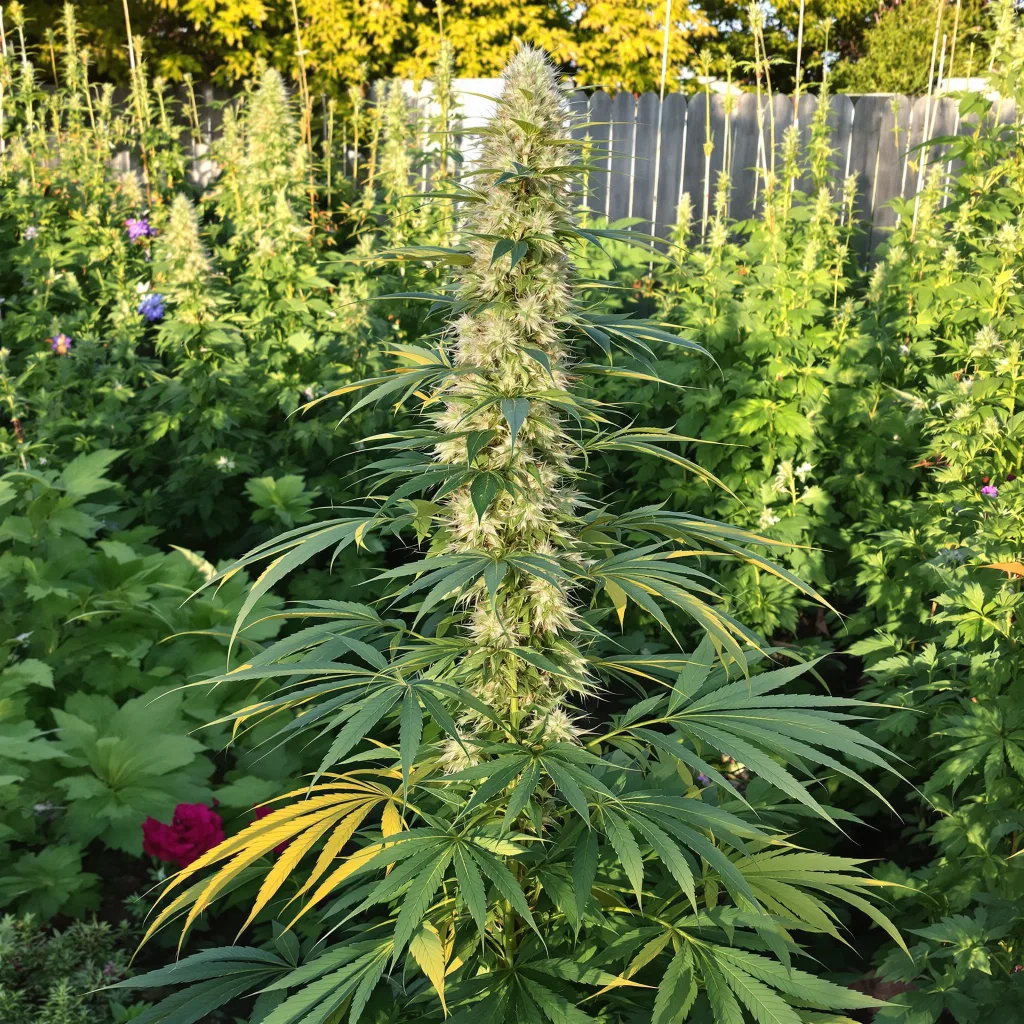 White Buffalo 20% indica / 70% sativa flower with visible trichomes