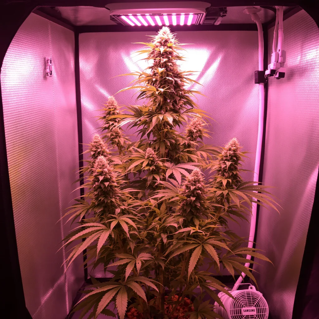 White Buffalo 20% indica / 70% sativa flower with visible trichomes