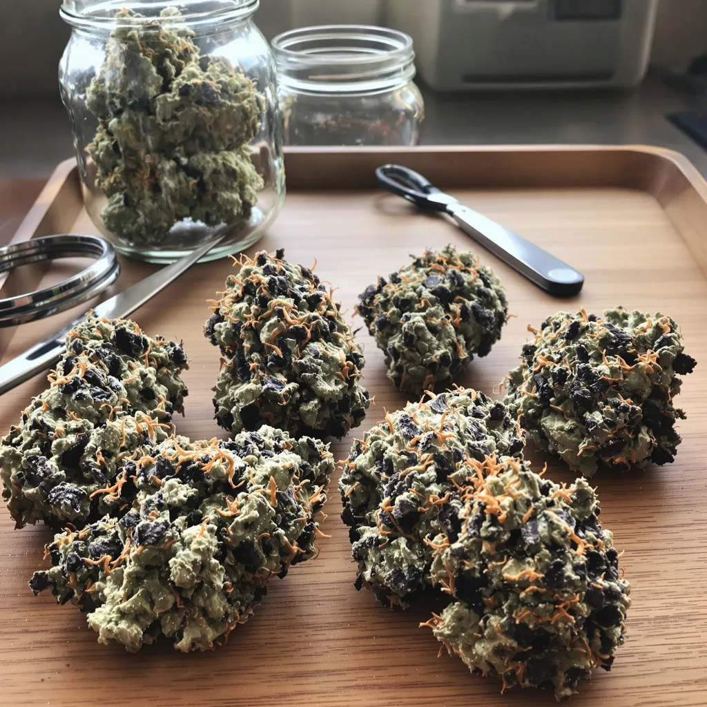 White Fire 43 77% indica / 23% sativa flower with visible trichomes