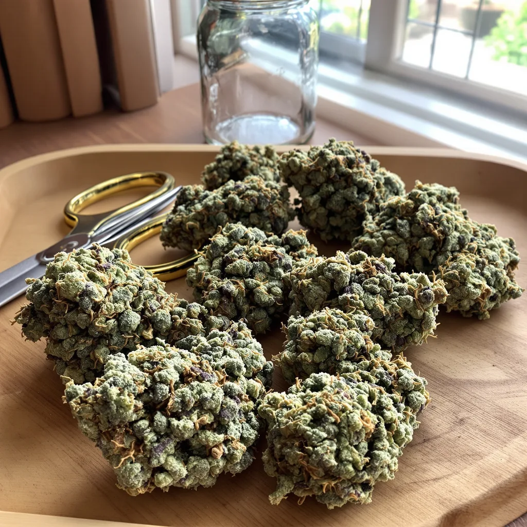 White Gold 60% indica / 30% sativa flower with visible trichomes
