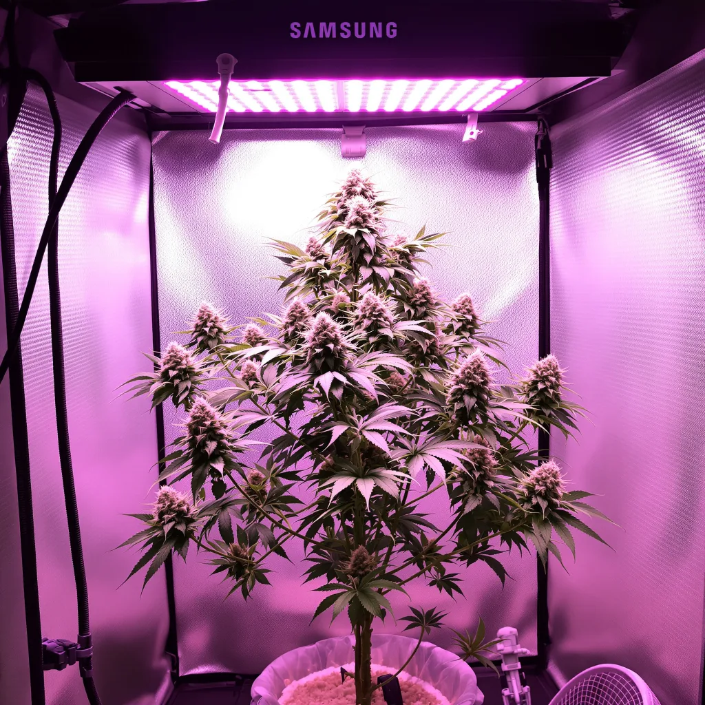 White Lightning 50% indica / 40% sativa flower with visible trichomes