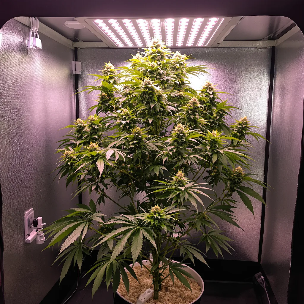 White Nightmare 20% indica / 70% sativa flower with visible trichomes