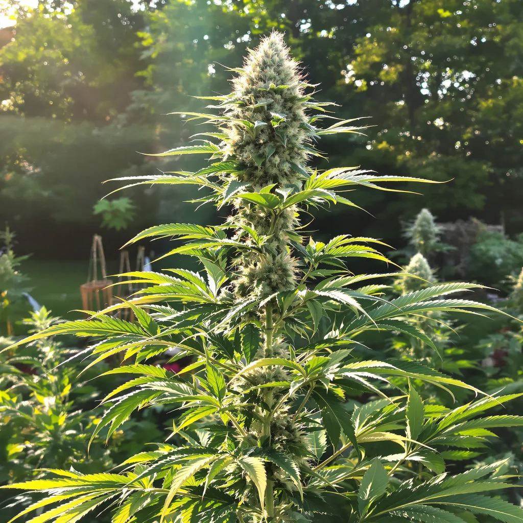 White OG 43% indica / 57% sativa flower with visible trichomes