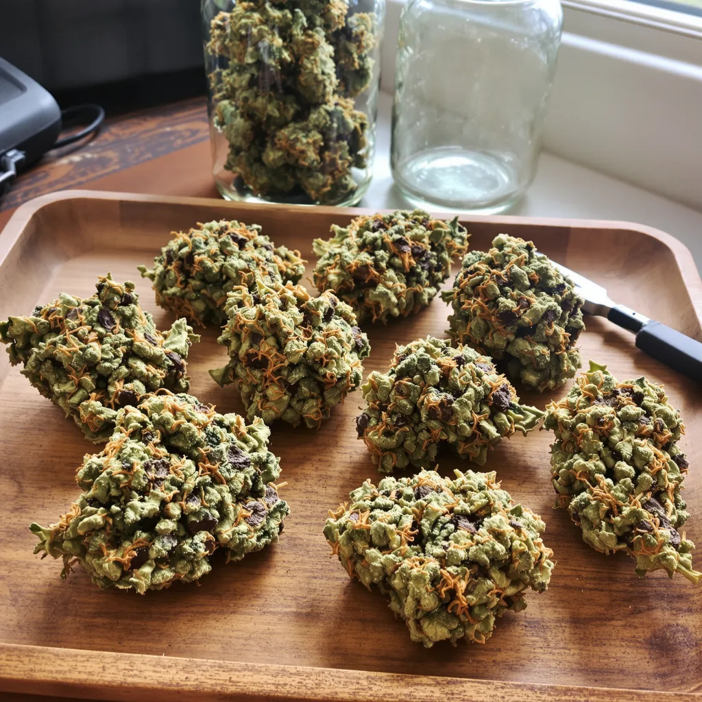 White Truffle 80% indica / 20% sativa flower with visible trichomes