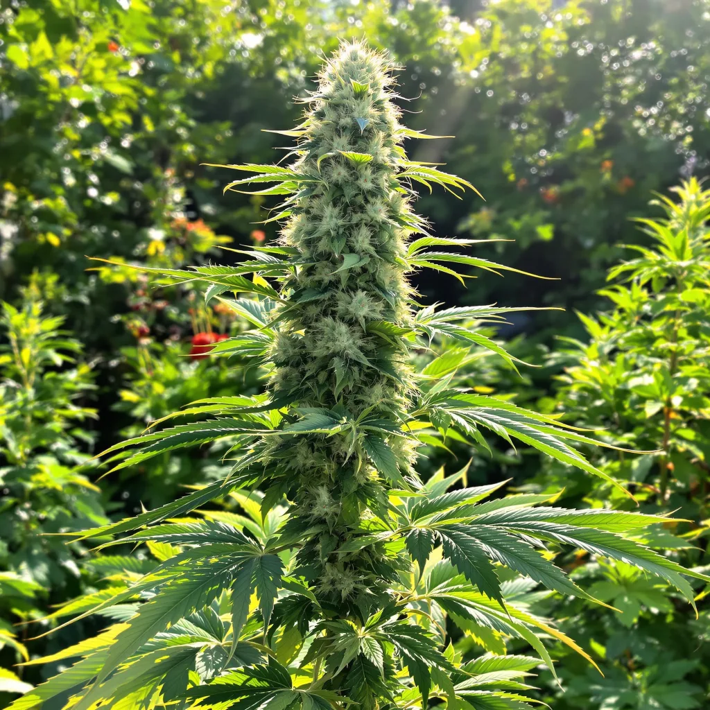 White Widow 50% indica / 40% sativa flower with visible trichomes