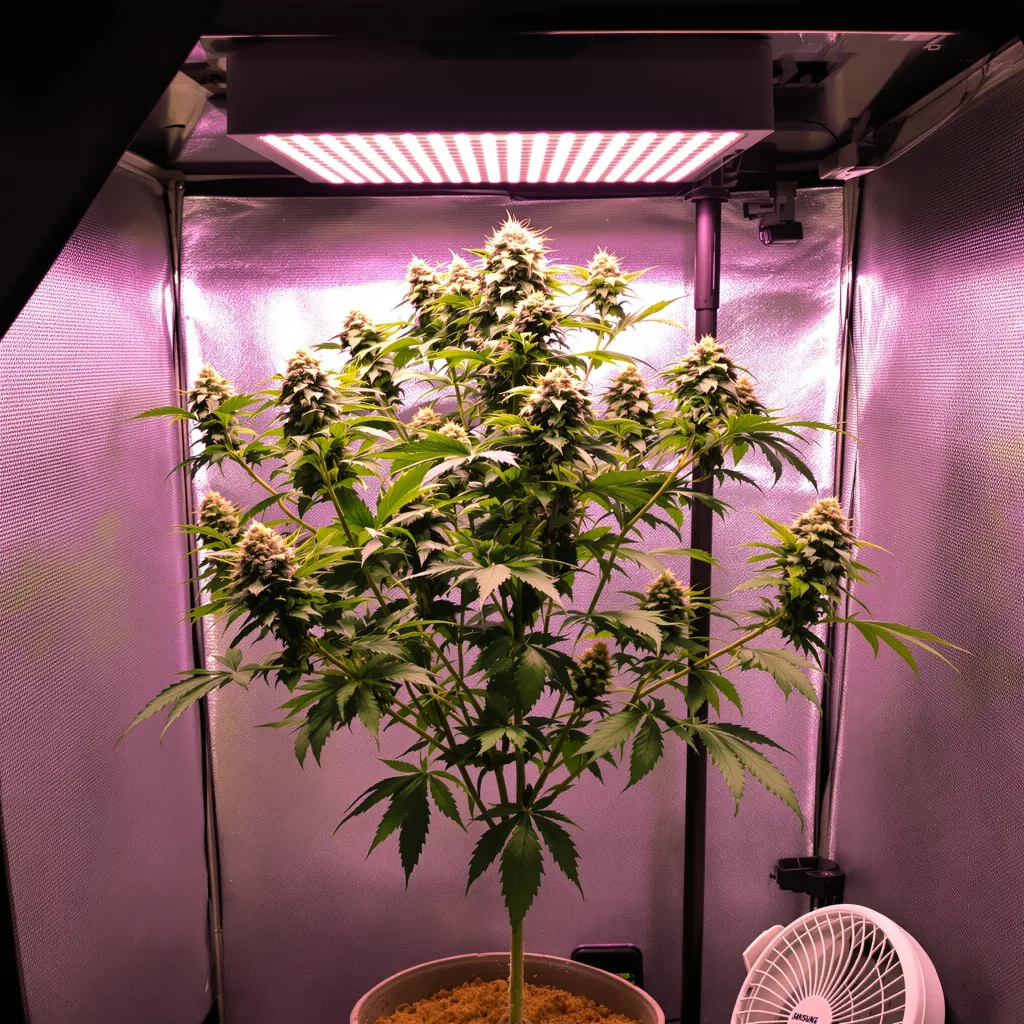 White Widow 50% indica / 40% sativa flower with visible trichomes