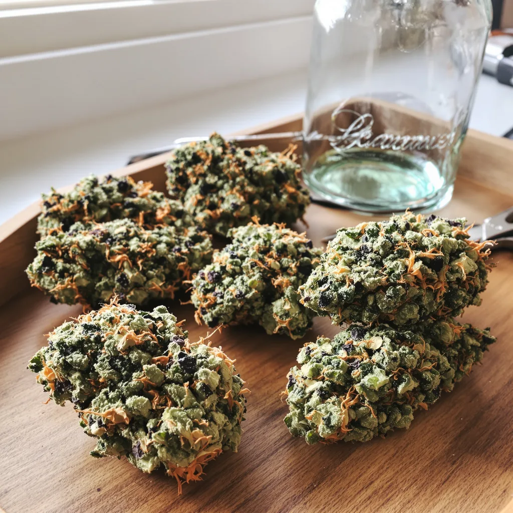 Wildberry 44% indica / 56% sativa flower with visible trichomes