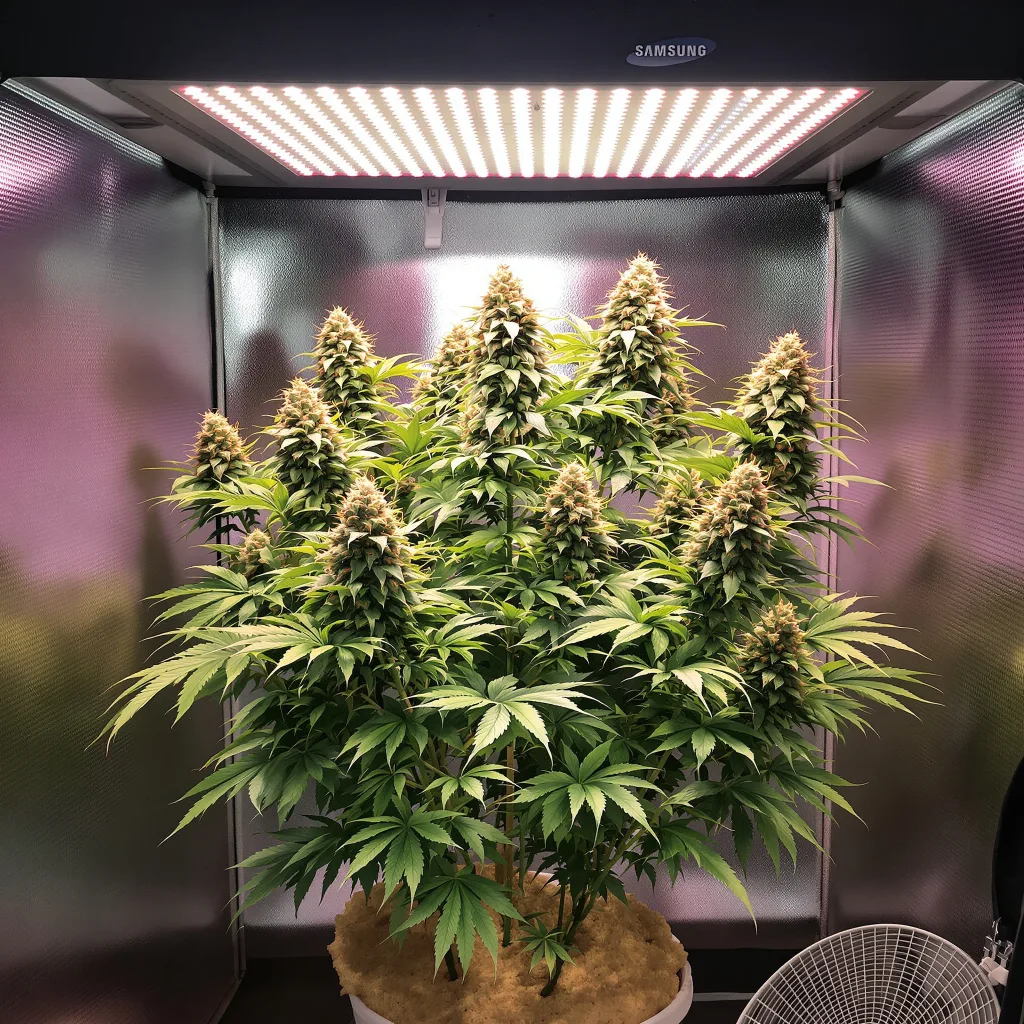 Wilson 64% indica / 36% sativa flower with visible trichomes
