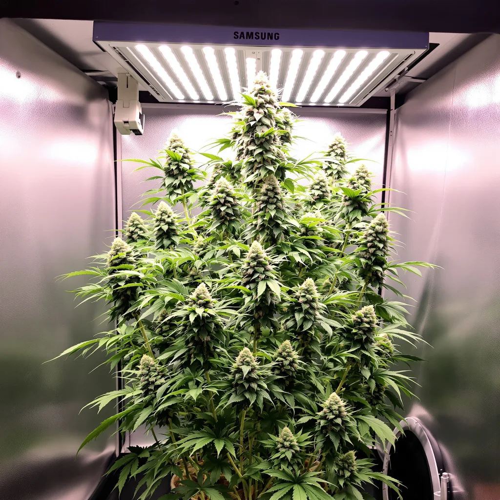 WTF 47% indica / 53% sativa flower with visible trichomes