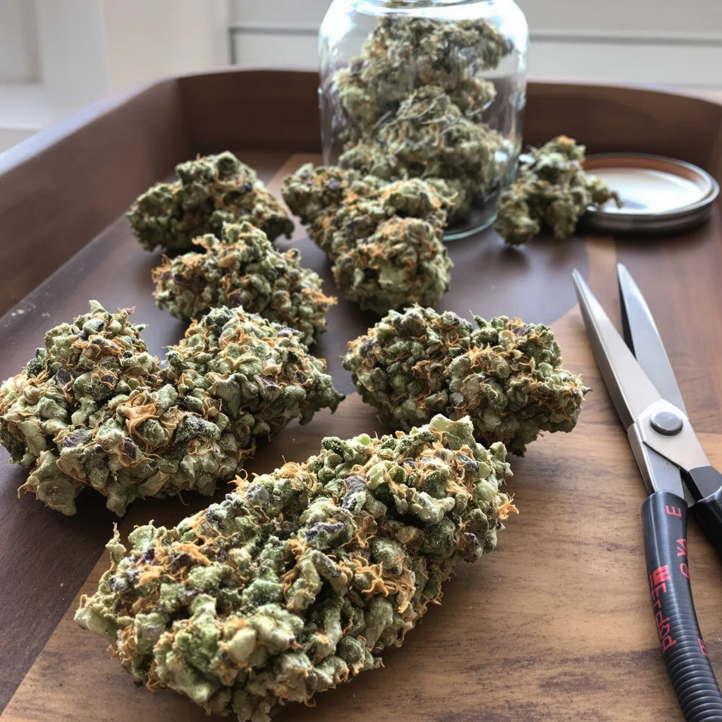 XJ-13 50% indica / 50% sativa flower with visible trichomes