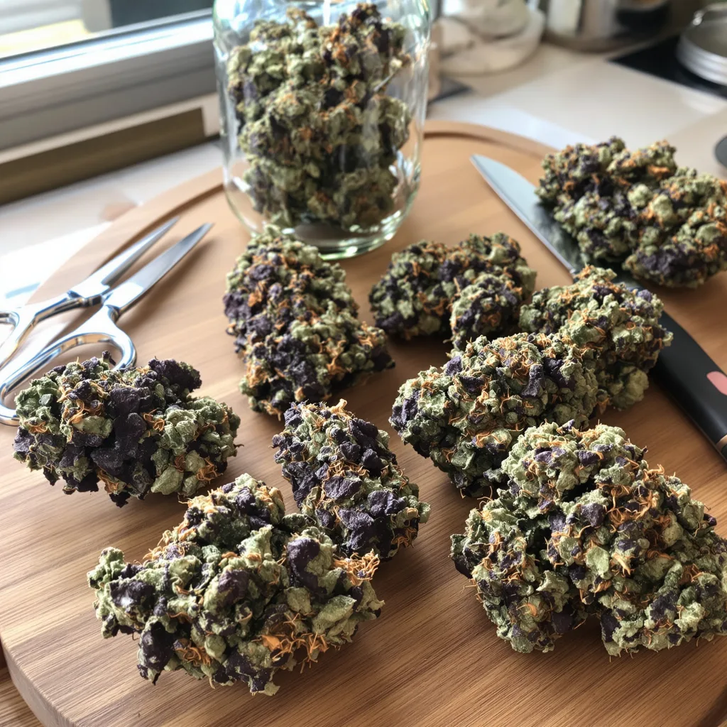 Yumboldt 71% indica / 29% sativa flower with visible trichomes