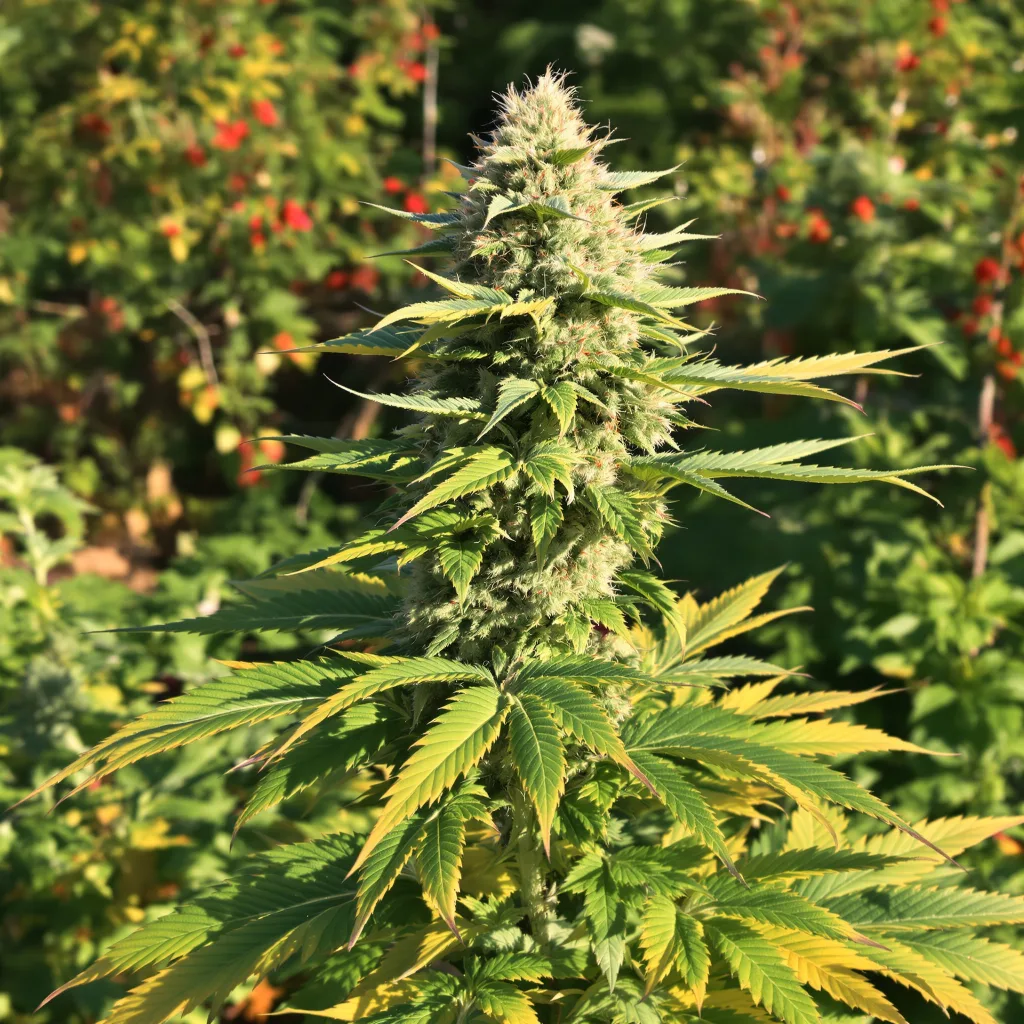 Yumboldt 71% indica / 29% sativa flower with visible trichomes