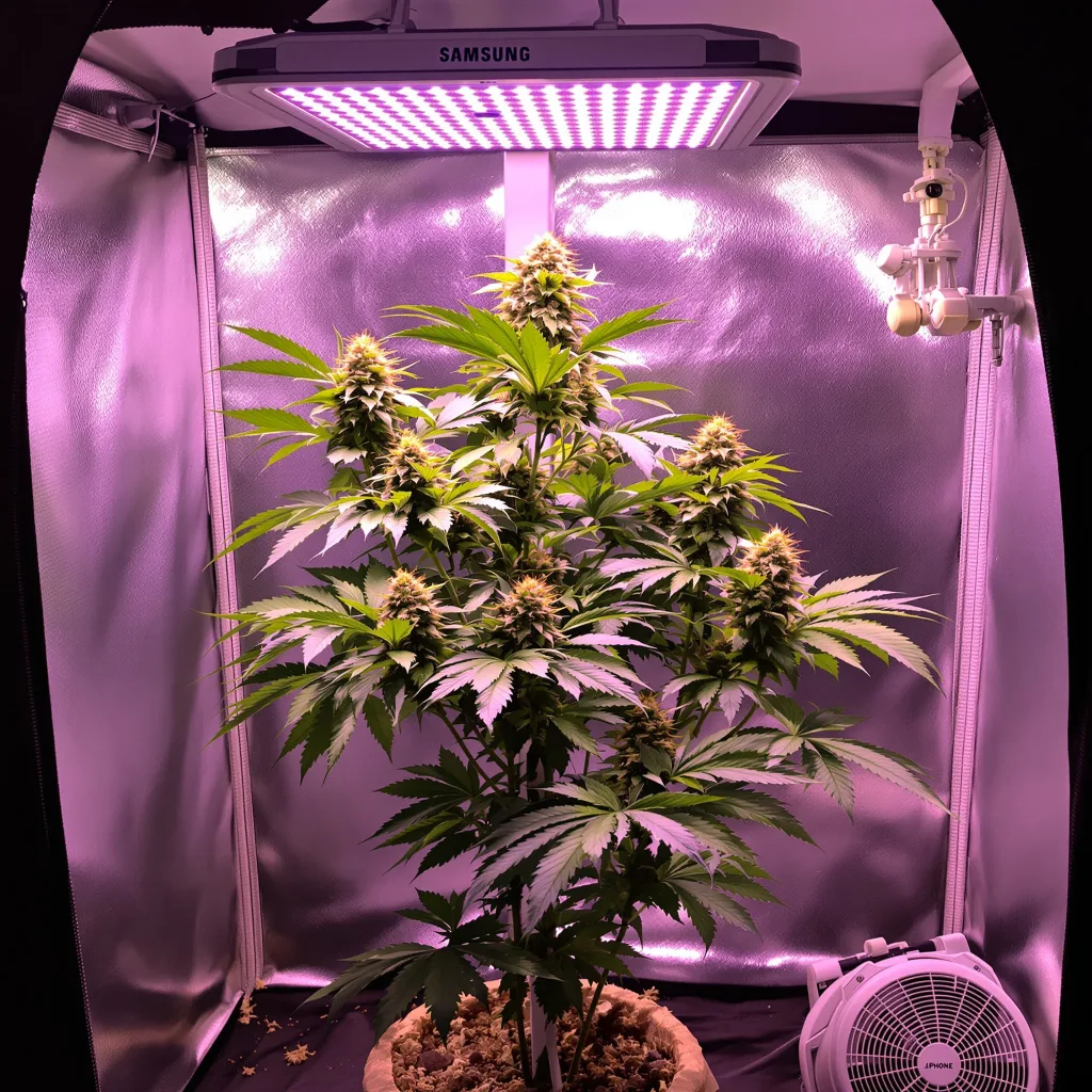 Yumboldt 71% indica / 29% sativa flower with visible trichomes