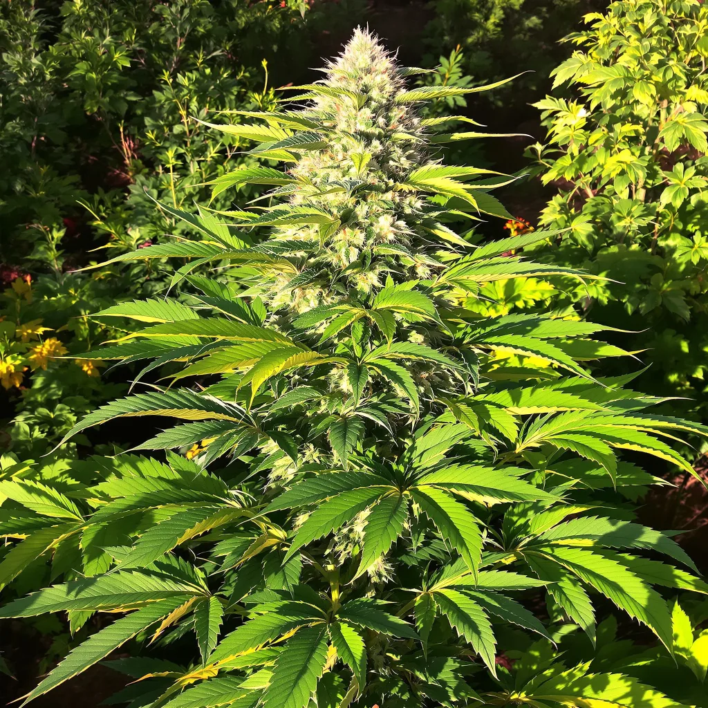 Yumboldt 71% indica / 29% sativa flower with visible trichomes
