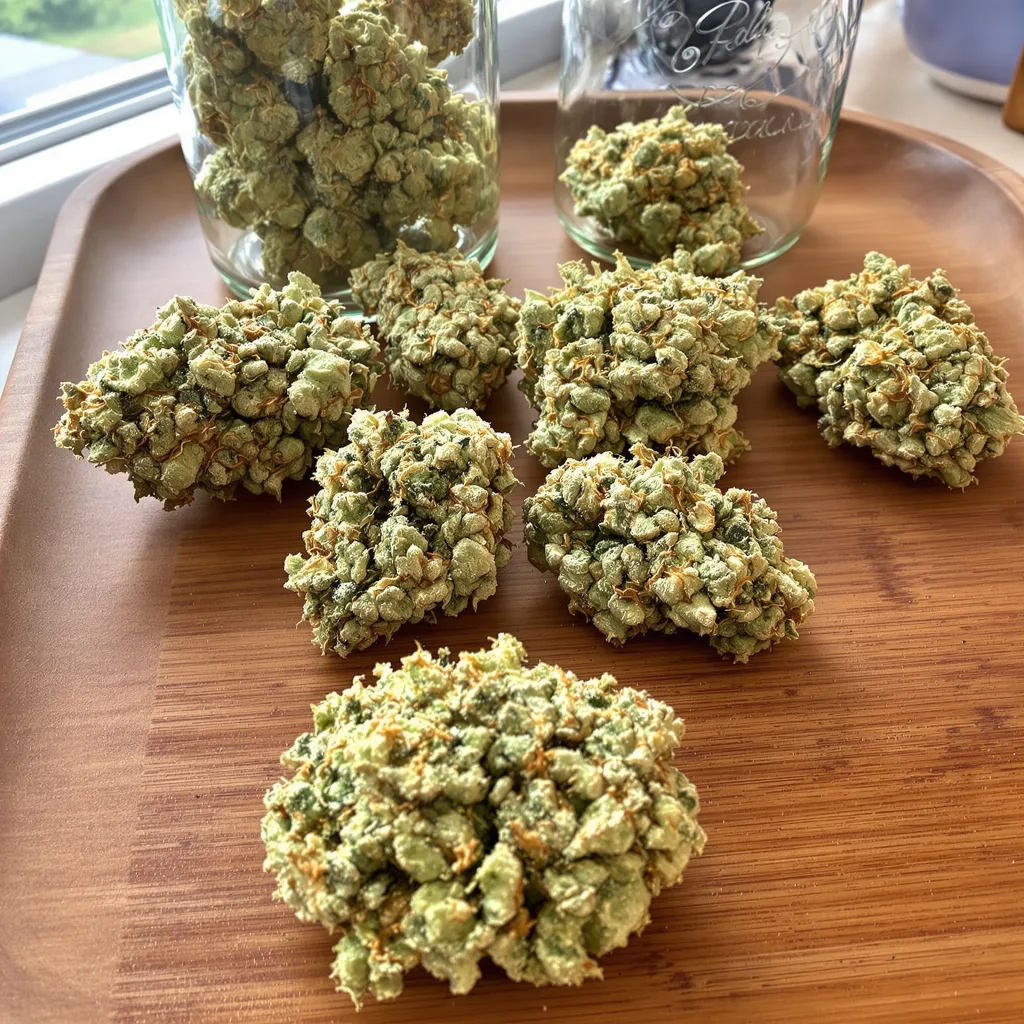 Zen CBD 51% indica / 49% sativa flower with visible trichomes